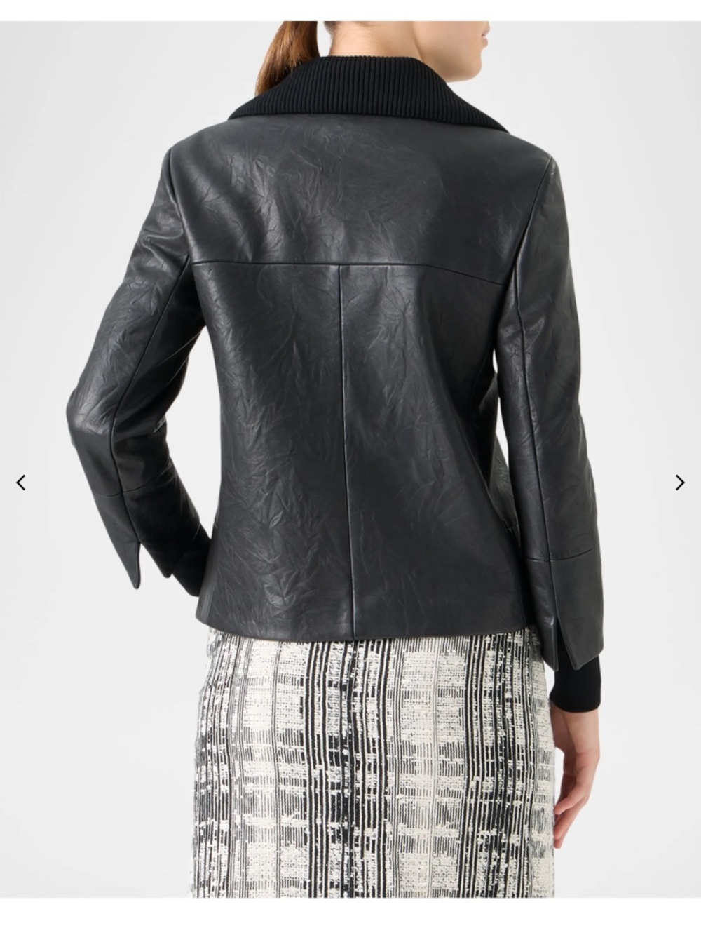 Akris punto Crinkled Leather Jacket With Detachable Knit Collar - Picture 2 of 11